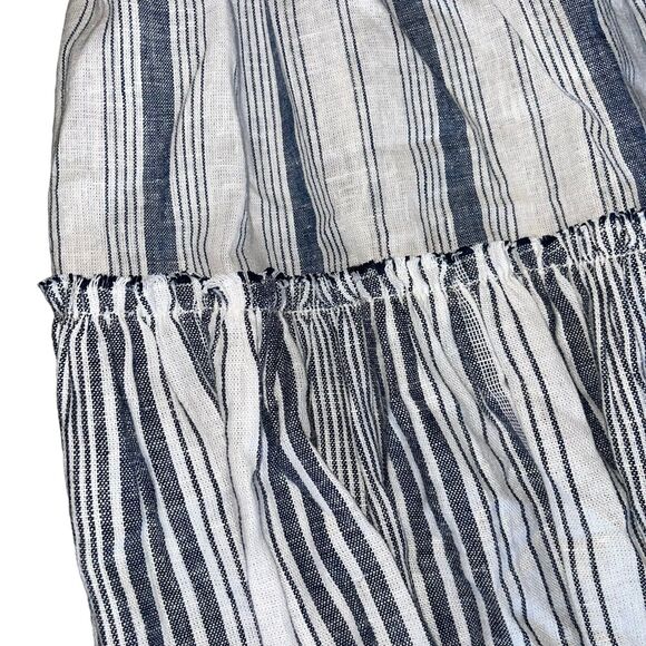 J Crew NWT Chambray Cover-up Dress S Small Midi Tiered Linen Blue White New Boho - Picture 7 of 11